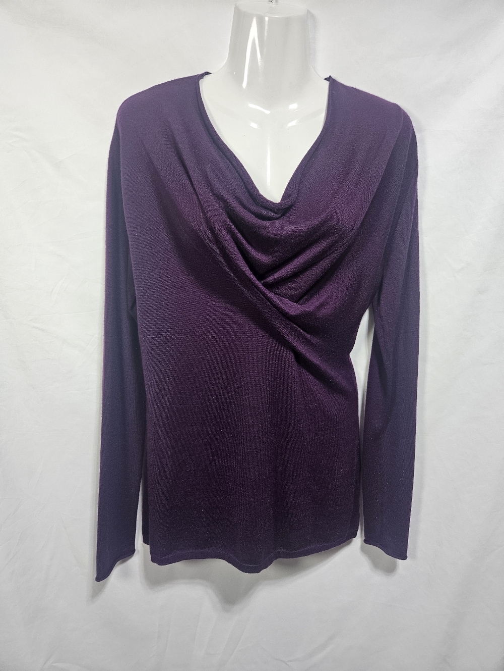 Vince Plum Purple Silk Cashmere Blend Draped Cowl Neck Sweater Top Size Small